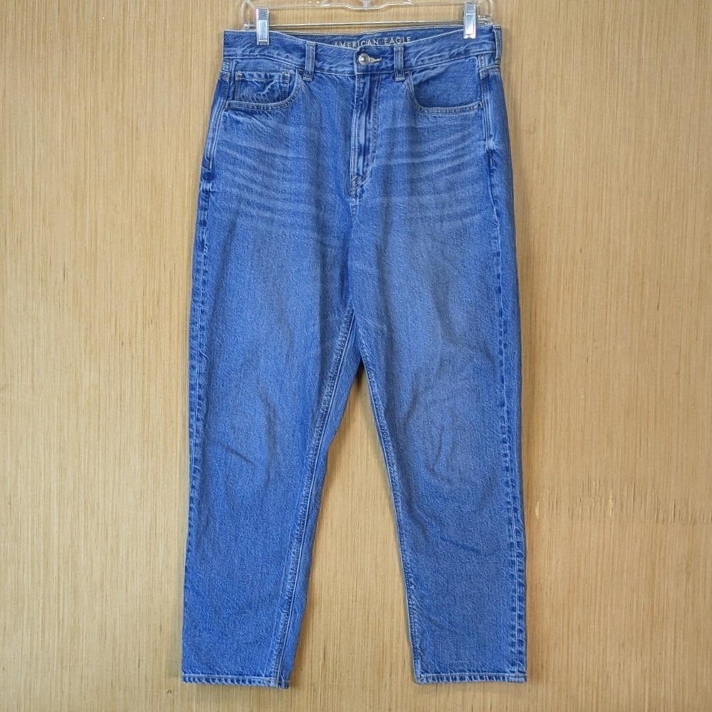 American Eagle Mom Jean Womens 6 Short Medium Wash High Rise Organic Cotton Blue